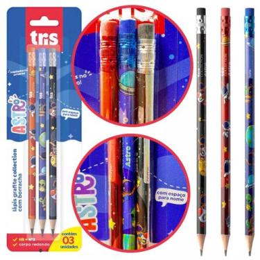 Imagem de Lapis De Escrever Grafite Preto De Madeira 2b Blister 3 Unid - TRIS