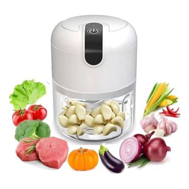 Imagem de Mini Processador de Alimentos Elétrico USB, Triturador Recarregável, Moedor Sem Fio para Alho e Cebola (Cores Variadas, Preta, Branca ou Verde)