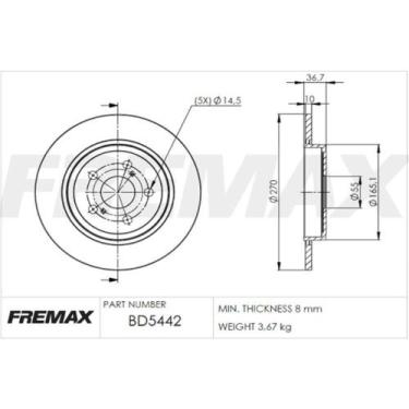 Imagem de Disco de freio Traseiro Toyota Corolla 2008 a 2024 FREMAX
