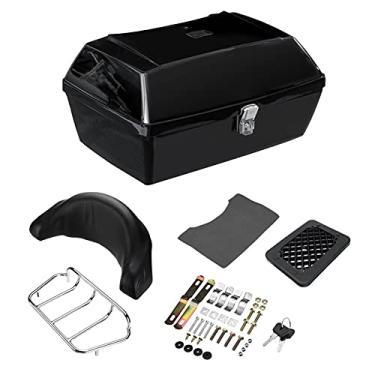 Imagem de Mala de viagem para motocicleta 48L universal caixa de armazenamento traseira para porta-malas de motocicleta caixa de ferramentas com almofada de encosto, scooter, capa superior de motocicleta