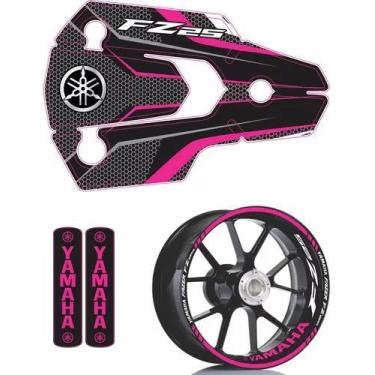 Imagem de Kit Adesivos Protetores E Friso Yamaha Fazer Fz25 Rosa - Resitank