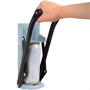 Imagem de Amassador De Lata Latinha Latão De Cerveja 350ml e 475ml Alumínio Com Abridor De Garrafas (Cinza)