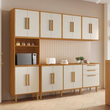 Imagem de Cozinha Completa 5 Peças 15 Portas 2 Gavetas Lorena Marrom/Off White