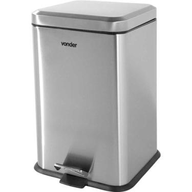 Imagem de Lixeira retangular, 20 litros, inox, cinza, VONDER