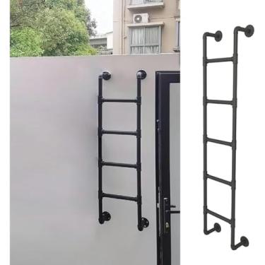 Imagem de Escada de saída, capacidade de carga de 136 kg Escada de beliche de ferro forjado, escada de escalada de incêndio de emergência para cama alta/exterior/deck/trailer/apartamentos/janela de saída