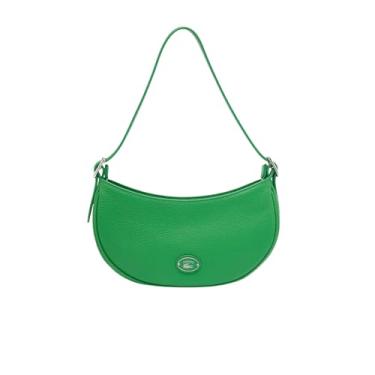 Imagem de Lacoste Bolsa feminina meia-lua de couro de grão superior, Verde brilhante, One Size
