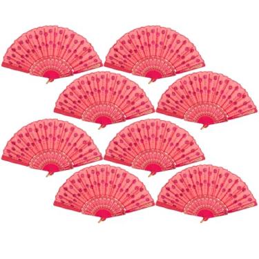 Imagem de QIRMIZI 50 peças de fãs de dança e eventos – ventiladores portáteis espanhóis para mulheres – volume dobrável para festas, casamentos, igreja, festivais de música, carnavais, decoração de eventos EDM