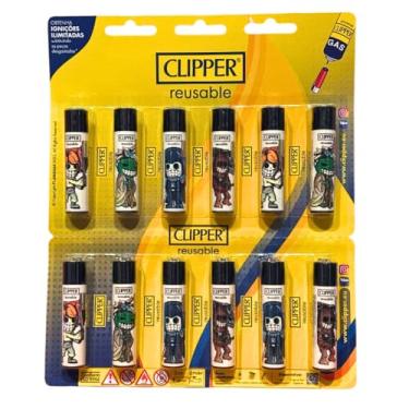 Imagem de Cartela Com 12 Isqueiros Clipper Space Warriors