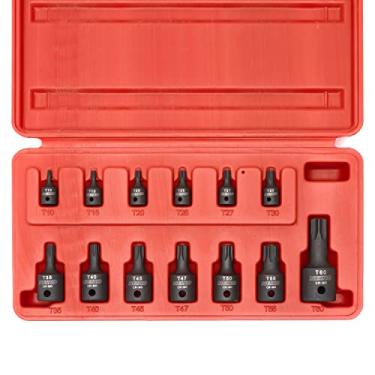 Imagem de Neiko Kit de soquete de impacto Torx de segurança 10282B, 13 peças | Chave quadrada de 1/4" - 1/2" | T10H - T60H | Aço Cr-Mo