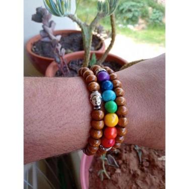 Imagem de Conjunto Pulseiras Femininas dos Chakras de madeira. - Paz Interior St