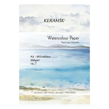 Imagem de Papel Aquarela Keramik Watercolor A3 Rugoso 300g 16 Folhas 19160