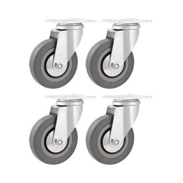 Imagem de Kit 4 un rodízio roda giratório borracha pvc cinza 4" 101mm - VONDER