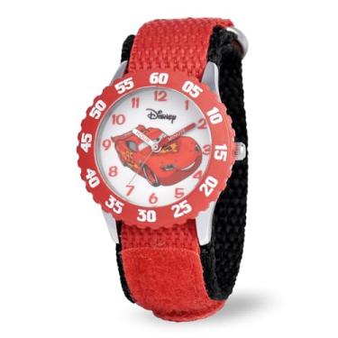 Imagem de Disney Relógio infantil W001003 "Time Teacher" Cars Relâmpago McQueen de aço inoxidável com pulseira de nylon vermelha
