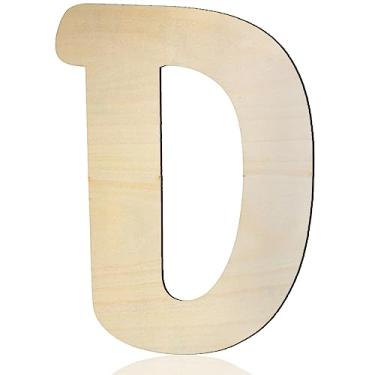 Imagem de She Love Letras De Madeira 8" Letra D 1/5" Espessura Recortes Alfabeto Inacabado Para Decoração Parede Artesanato Pintura Faça Você Mesmo Festa Aniversário Berçário Feriado Grandes Decorações Casa