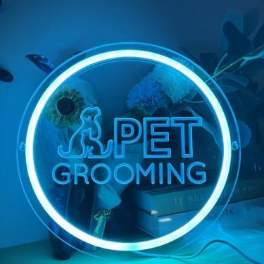 Imagem de ASSHNMOR Placa De Neon Para Tosa Animais Estimação - Luminária Parede Led Com Estampa Pata Salão Beleza Canino, Clínica Veterinária, Decoração Casa Amantes, Animal Ajuste Intensidade Usb (30X30 Cm)