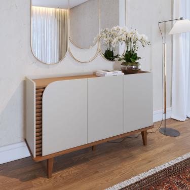 Imagem de Buffet Aparador com 3 Portas 136x79cm Jurerê Off White Freijó