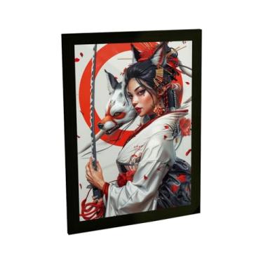 Imagem de Quadro Decorativo Mulher Samurai Raposa Ilustração Decoração Poster Quarto Sala
