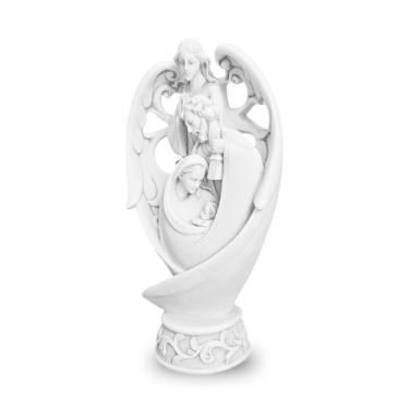 Imagem de Imagem Sagrada Família Com Anjo Para Jardim Em Mármore 30cm
