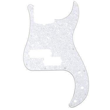Imagem de Musiclily Pro 5 Cordas 13 Furos Escudo Baixo Contemporâneo Pickguard para Fender Americana Precision Bass, 4 Camadas Branco Perolado