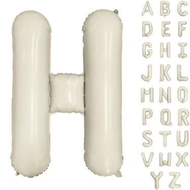 Imagem de Balão de letra branca creme de 101 cm, balão grande com letra H, balões de alfabeto de hélio, bege, festa de aniversário, chá de bebê, decoração de cerimônia de formatura (branco creme letra H)