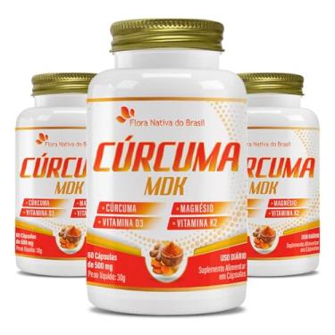 Imagem de Cúrcuma MDK (Cúrcuma, Magnésio, Vitamina D3, K2) Kit 3x 60 Cápsulas Cada - Flora Nativa do Brasil