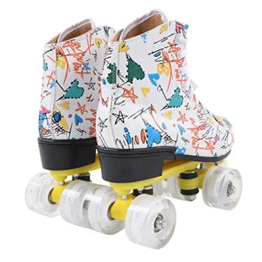 Imagem de Patins de Rodas, Patins de Grafite Branco Dissipação de Calor Dupla Linha 4 Patins de Rodas para Crianças Adultos Tamanho 38