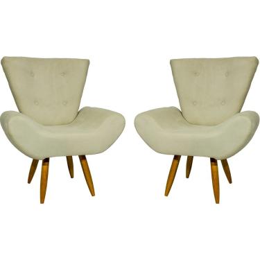 Imagem de Kit 2 Poltronas Decorativa Para Sala Recepção Manicure Consultório Escritório Emilia Suede