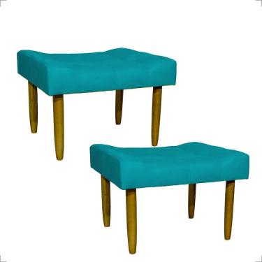 Imagem de Kit 2 Puff Decorativo Confortável Retangular Para Sala Recepção Quarto Requinte Suede Cores Pé Palito