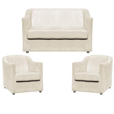 Imagem de Kit Namoradeira Decorativa + 2 Poltronas Para Sala Manicure Recepção Consultório Mila Suede