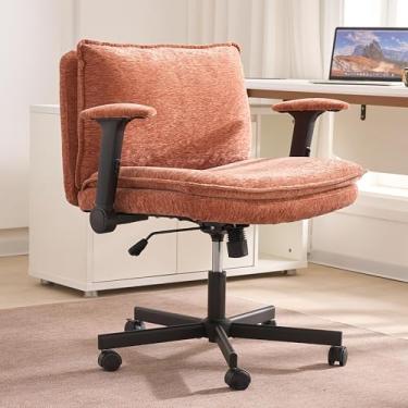 Imagem de imenting Cadeira de mesa cruzada com rodas e braços ajustável Vanity Desk Chair com encosto 6 cm giratória cadeira de computador com almofada moderna confortável cadeira de escritório para quarto