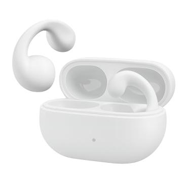 Imagem de Fone bluetooth esportivo, condução óssea, sem fio, BT 5.3, earcuffs, corrida, resistente à água, compatível com iOS e Android (Branco)