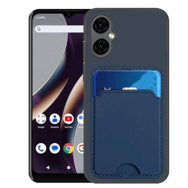 Imagem de Covthch Capa para celular BLU G64 BLU G64 G1010WW BLU G64 2024 6,8 polegadas [capa carteira 2 em 1 com suporte de cartão de crédito borracha de silicone slim fit fina] - azul