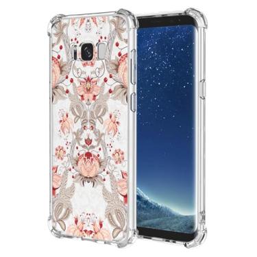 Imagem de JDYGWK Capa para Samsung S8 Galaxy S8, estampa de flores transparentes, silicone TPU macio, fina, à prova de choque, capa protetora antiarranhões para Samsung Galaxy S8, rosa branco floral