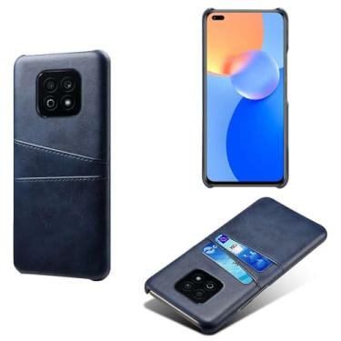 Imagem de Capas Compatível com Honor Play 5 Youth,Caso de couro PU-Tampa de telefone a prova de choque com 2 slots de cartão,Proteção anti-impressão digital e anti-gota-Blue