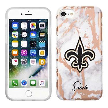 Imagem de Prime Brands Group Capa de celular para Apple iPhone 8/7/6S licenciado pela NFL New Orleans Saints, mármore ouro branco e rosa