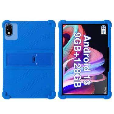 Imagem de Capa de silicone para Callsky-Tab 10,1 polegadas Android tablet, capa adequada para crianças para Callsky 25.7 cm suporte ajustável (azul escuro)