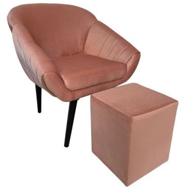 Imagem de Kit Poltrona Giovana Puff Quadrado e Almofadas em Sued Premium - Sua C