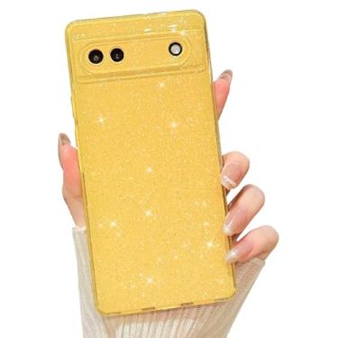 Imagem de MINSCOSE Capa compatível com Google Pixel 6a, linda capa brilhante de TPU fina e fina à prova de choque para mulheres e meninas para Google 6a 6,1 polegadas - amarelo