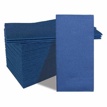 Imagem de GUOYUANGLO Guardanapos Descartáveis De Linho Guoyuanglo, Papel Azul Semelhante A Um Pano, Para Jantares, Festas, Casamentos Ou Eventos, 40,6 Cm X Cm, Pacote Com 50 Unidades