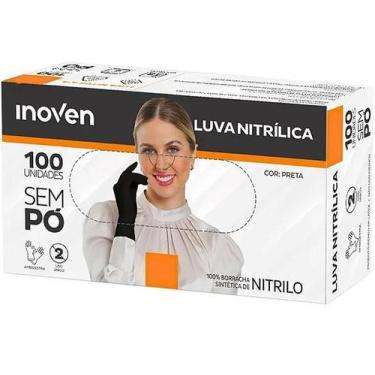 Imagem de Luva Nitrílica Preta sem pó Caixa com 100 uni Inoven, P