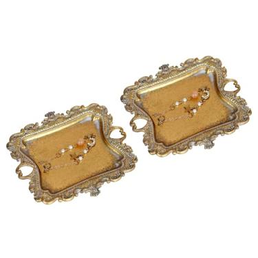 Imagem de LuHeToz Suporte de anel, bandeja de bijuteria para anéis, presente de casamento para mulheres (pacote com 2 - ouro)