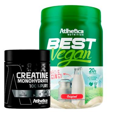 Imagem de Kit Creatina Monohidratada 300g + Best Vegan 500g - Formula Blend Vegano - Proteina da Ervilha e Arroz Atlhetica (Potes, ORIGINAL)