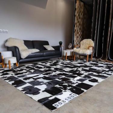 Imagem de Tapete de Couro Quadriculado Malhado Preto e Branco 3,50m x 2,50m com placas de 25x25cm | 0081000