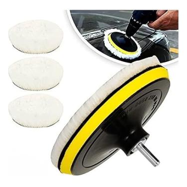 Imagem de Kit Polimento Vidro Polir Carro Moto Boina De Lã Sintetica