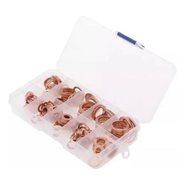 Imagem de 200Pcs Arruelas De Cobre Anel Plano Junta De Vedação De óleo - Minymix