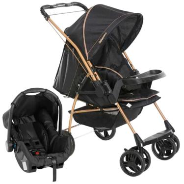 Imagem de Carrinho Milano Reversivel Iii Preto Golden C/ Bebe Conforto - Galzerano