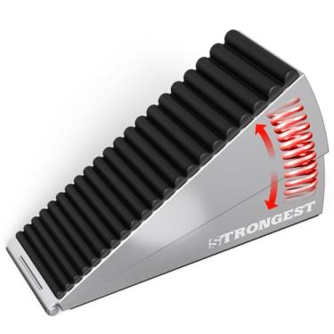 Imagem de Strongest Home Rolha de porta cromada ajustável XL com mola – cunha resistente para portas grandes, grossas e pesadas, aderência de borracha antiderrapante, uso comercial, doméstico e externo em
