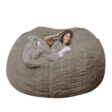 Imagem de Capa de sofá tipo pufe lavável, capa para cadeira, cama e sofá grandes, espreguiçadeira de pele sintética para sala de estar, decoração (sem enchimento)(Dark Brown,5ft)