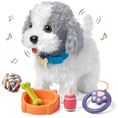 Imagem de Brinquedo de pelúcia Dog OR OR OR TU Walking Barking com coleira de co