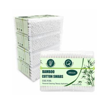 Imagem de Cotonetes de algodão de bambu SUIZWMOU 1000 unidades de cotonetes redo